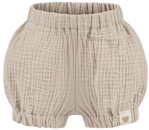 Smarilla Baby Kinder Musselin Shorts Kurze Hose Uni Pumphose Sommerhose, Bekleidungsgröße: 62/68, Farbe: Beige
