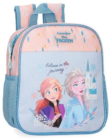 Disney Joumma Bags, Frozen Believe in The Journey, Kinderrucksack, Schulrucksack, aus Polyester, breite und verstellbare Träger, mehrere Taschen und Fächer., blau, Kindergarten-Rucksack