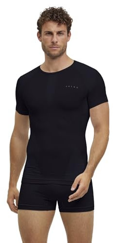 FALKE Herren Baselayer-Shirt Warm Round Neck M S/s Ts Funktionsmaterial schnelltrocknend 1 Stück, Schwarz Black 3000, M