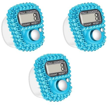 Mingchengheng Rundenzähler Digital - 3 Stück Finger Counter, Elektronische Finger Zähler,Fingerzähler, Tragbarer Handzähler LCD-Display Für Inventur, Sport, Marketing, Flugzeug, Golf