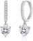 Cangall Silver Hoop Earrings for Women, 925 Sterling Silver Heart-Shape Drop Hoop Earrings, Dainty CZ Heart Dangle Hoop Earrings for Teen Girls, Hypoallergenic Cute Cartilage Sleeper Silver Earrings