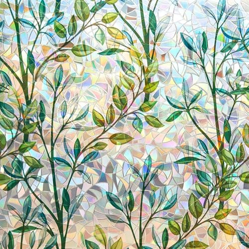 Finnez Window Privacy Film 3D Static Cling Window Film, No Glue Heat Control & 96% UV Blocking for Home Office, Decorative Frosted Glass Cover 17.5 Inch x 6.5 Feet
