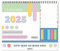 Calendario 2025 vertical con taco de notas y banderitas, INGRAF