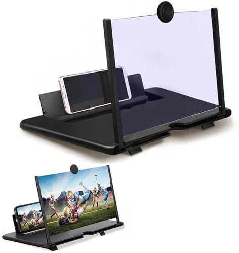 Screen Magnifier 2024 Newest Version, 3D HD Mobile Phone Screen Amplifier,screen magnifier for cell phone, cell phone projector,phone magnifier screen, Compatible with All Smartphones (black,12in)