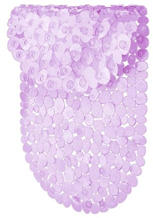 Yeahshion Bathtub Mat Non Slip 69x39cm Shower Mats Non Slip Anti Mould, Bath Mat for Tub with Drain Holes & Suction Cups, Machine Washable, Purple Oval Goose Soft Stone Bathtub Mats