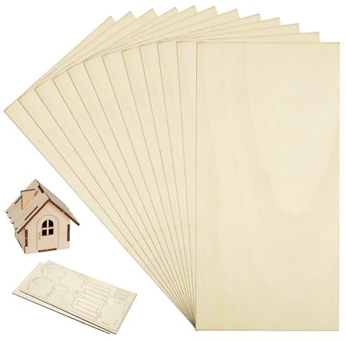 Jinsion 12 Piezas Madera de Balsa Fina 200 * 100 * 1 mm, Contrachapado sin Terminar, Tablero Delgado de Paulownia, para Manualidades, Proyectos de Láser, Pintura, Decoración, Bricolaje y Modelado