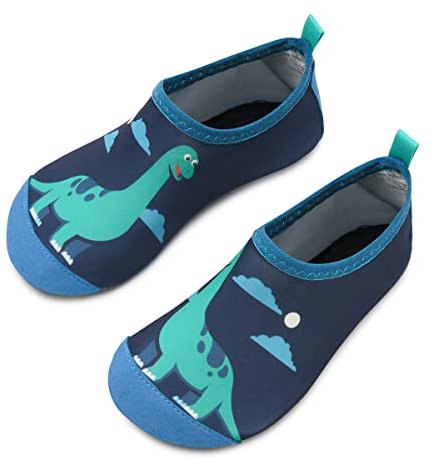 Kinder Badeschuhe Wasserschuhe Strandschuhe Mädchen Junge Schwimmschuhe Barfußschuhe rutschfeste Surfschuhe Sportschuhe Kleinkind Schwimmbad(Cloudy Dinosaur,22/23 EU)