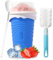 Herbst Slushy Maker Gobelet 500 ml en silicone avec cuillère à paille, gobelet à glace, Slushy Maker Cup Smoothie Cup avec brosse de nettoyage (bleu)