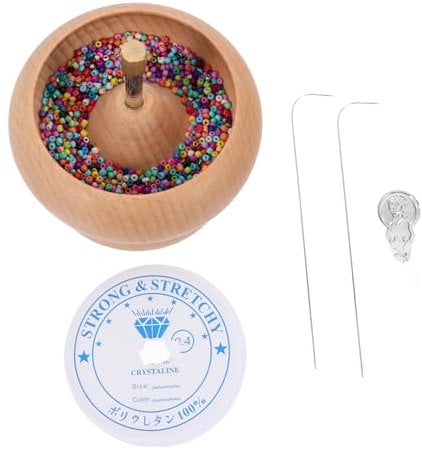 SEWACC 1 Set Bead Threader DIY Beading Bowl Beads DIY Spinner Bowl Battery Operated Bead Beads Crafts Spinner Bowl Beads DIY Bowl Turnicate Kit Electric Bead Electrical Tools Wooden