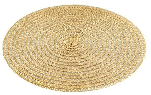 1 Sottopiatto RETINATO laminato Ø35cm ORO riutilizzabile- addobbo decoro tavola feste di compleanno, natale, matrimonio, anniversario, nozze, capodanno, party ecc. - ORO