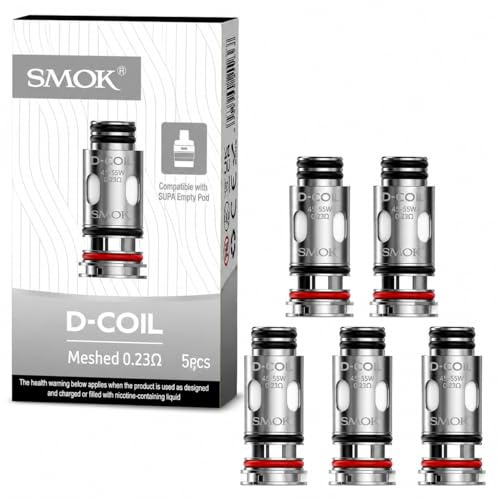 SMOK D-Coil Coils 0.23 Ohm Mesh [Pack of 5] | Optimized for 45W - 55W Rich Flavour, Compatible with TF-D Subtank, X-Priv Solo, and X-Priv Plus Vape Kits, No Nicotine