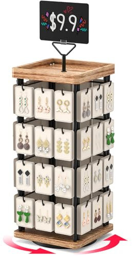 THYGIFTREE Drehbarer Ohrring-Display für Verkäufer, Schmuckständer zum Verkauf, Halskettenständer, Ohrringkarten zum Verkauf von Armbändern, Schmucktürmen
