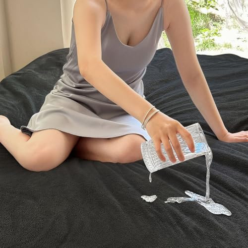 NSNLGSGC wasserdichte Decke 229x218cm, Liebesdecke für Paare, Verliebte, Erwachsene und Kinder, wasserdichte Decke aus Flanell-Sherpa, flüssig bis 1500g, Schwarz