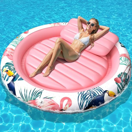 LUVTOY Matelas Gonflable Piscine avec Coussin Détachable et Porte-Gobelets, Bouee Piscine pour Adultes et Enfants, Hamac d'eau Multifonctionnel pour Bain de Soleil à la Plage,Jeux Piscine pour