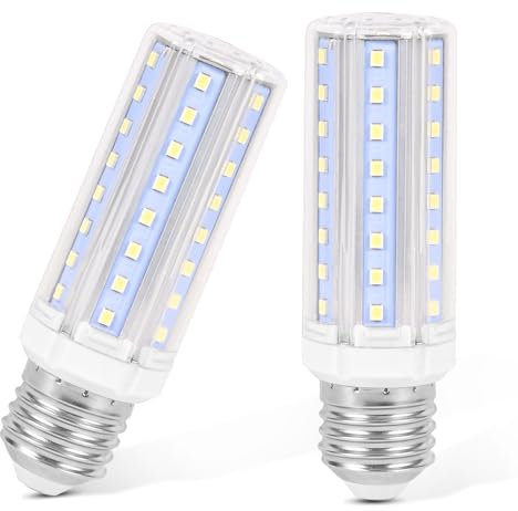 YELANGU E27 LED Corn Light Bulbs,12W Cool White 6000K, Equivalent to 120W E27 Halogen Bulbs,AC 85-265V, 360° Beam Angle,Edison Screw SES LED Corn Lamp, Not Dimmable, Pack of 2