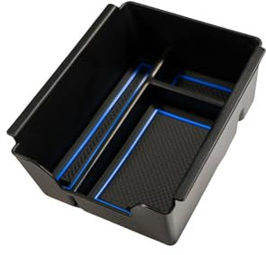 MEDZUK Armlehnen Organizer Kompatibel mit Dacia Duster 3 2024-2025 2026 Mittelkonsole Aufbewahrungsbox, Handschuhfach, Auto Center Console Tray Zubehör Mit Rutschfestermatte (Blau, Stil 1)
