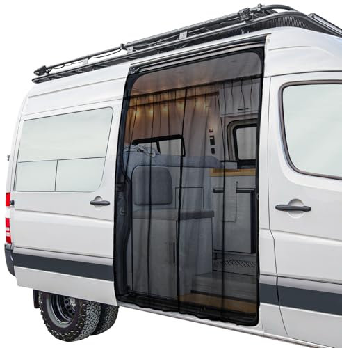 SKYJDM 71H x 59W Sliding Door Van Bug Screen, Magnetic Closure Van Screen Mesh Curtains, Side Door Camping Mosquito Net, Compatible with Mercedes-Benz Sprinter, Ford Transit, RAM ProMaster, Medium
