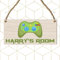 Custom Kids Room Name Plaque | Personalised Boys Bedroom Sign | Wooden Hanging Door Sign | Car Theme or Gaming Controller Gamer Design (Green Controller)