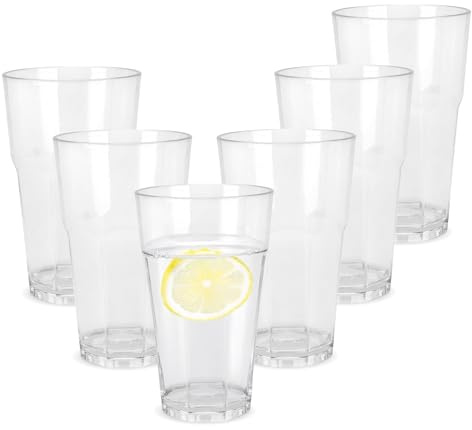 Spetebo Mehrweg Kunststoff Wasserglas 370 ml kratzfest - 6er Set - Camping Trinkglas wiederverwendbar - Trinkbecher Wasserbecher Plastik Party Becher Cocktail Glas Reise Picknick