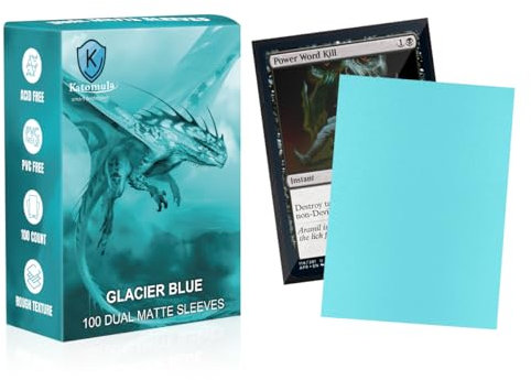 Glacier Blue Dual Matte Card Sleeves, Katomula Card Sleeves for MTG, Standard Card Sleeve for PKM, Flesh & Blood
