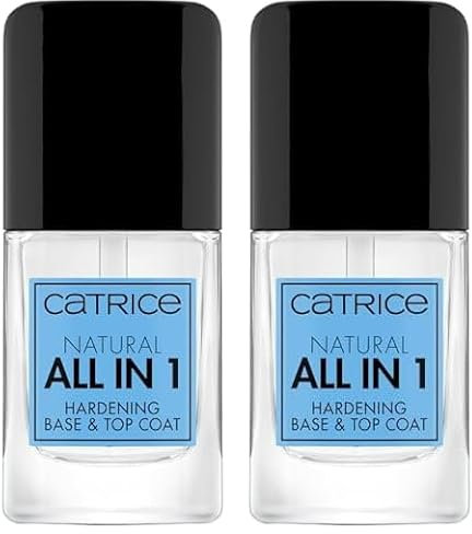 Catrice Natural All in 1 Hardening Base &Top Coat, Unter- und Überlack, transparent, schützend, schimmernd, transluzent, glänzend, ohne Aceton, vegan, Mikroplastik Partikel frei (10,5ml)