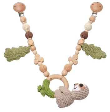 Ueiwffzo Kinderwagen Anhänger Baby Mobiles Kinderwagen Kette Für Babys, Kinderwagen Kinderwagenkette Aus Holz, Babymobile Kette Kinderwagen Zubehör Spielzeug Für Babys Junge Mädchen (Faultier)