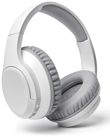 Grstltd BT06 Wireless Headphones Over Ear, Bluetooth Headphones with Mic, Hi-Fi Stereo Sound, Bluetooth 5.3, Foldable Design, Wireless & Wired Headphones for Travel/Office/Home (White)