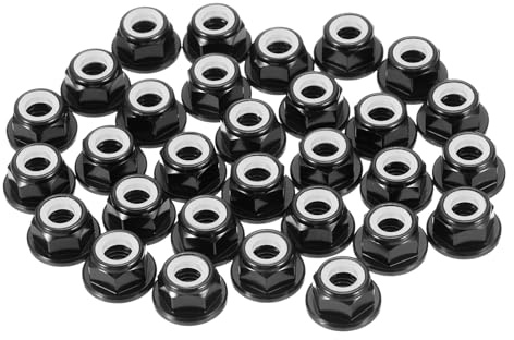 QUARKZMAN 30 Stück M5 Gewinde 0,8mm Aluminiumlegierung Sicherungsmuttern | Flansch Sechskantmuttern Nylon Sicherung Verzahnt für RC Drohne Quadrocopter Motor Prop Adapter FPV Teile Schwarz