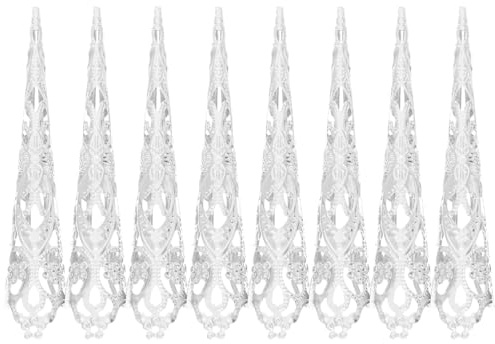 Angoily 8pcs Gold Long Pointed Fingernail Claw Nail Rings Classic 12cm Silver Costume Accessory Set for Adult Queen Finger Jewelry Party Wear