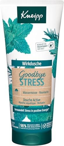 Kneipp Wirkdusche Goodbye Stress - feuchtigkeitsspendendes Duschgel mit ätherischen Ölen aus Rosmarin & Wasserminze für mehr Energie - vegan - ohne Mikroplastik - 200ml (Packung mit 5)