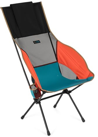 Helinox Savanna Klappbarer Campingstuhl mit hoher Rückenlehne, 1.8 kg, Bequeme Outdoor-Stühle, Picknick, Heritage Multi Block