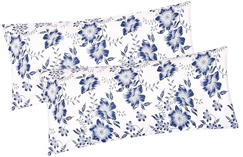 Renforcé Kissenbezug 2er Set 40x80cm Blumen geblümt (EW-Blumen-Weiß-40x80) | Kissenhülle, Dekokissenbezug aus 100% Baumwolle, Kopfkissen-Bezug mit Reißverschluss