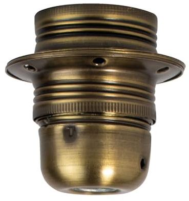 Douille métal E27 filetée bronze antique, double bague - Tibelec