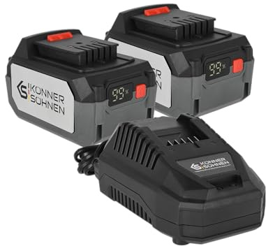 K&S Könner&Söhnen Starter-Kit KS 20V4-1-DUAL: 2 Akkus 20V 4 Ah und Ladegerät 4.5 A für Akkuwerkzeuge, Ladegerät Nennausgangsspannung 21.5 V,Nennausgangsstrom 4,5А