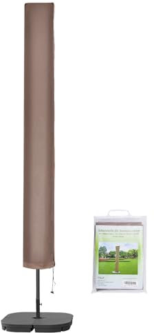 Housse Parasol Déporté en Tissu Oxford 600D Housses Parasols Jusqu'à Environ ø 400 cm,Housse de Protection pour Parasol Déporté, Anti-UV, AdaptéE Pour Cour De Jardin Et Plage (Taupe 250cm×32/40cm)