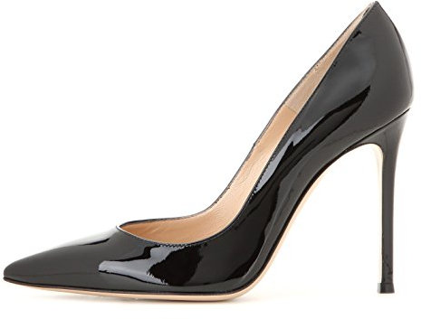 EDEFS Damen Basic Pumps Party Stilettos Lack Schwarz Schuhe für Abschlussball Hochzeit Größe EU42