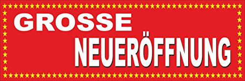 Grosse Neueröffnung – 250x70cm - stabile 520g PVC Werbe-plane – in 3 Größen (150x50cm, 250x70cm, 300x100cm) verfügbar – P00002-009-2500x700