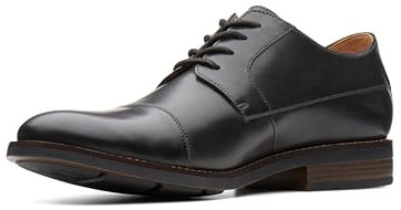 Clarks Herren Becken Cap Derbys, Schwarzes Leder, 44.5 EU