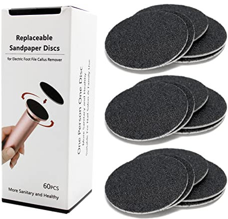 1 boîte de 60pcs disques de papier de verre de rechange pour dissolvant de calus de fichier de pied (Super grossier 60 grains)
