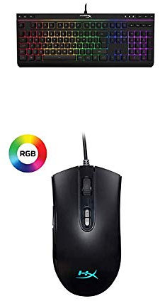 HyperX HX-KB5ME2-DE Alloy Core RGB Membrane Gaming Tastatur (Qwertz deutsches Layout) Schwarz + Pulsefire Core RGB Gaming-Maus Schwarz