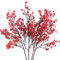 HUAESIN 4pcs Künstliche Blumen Rot Kunstblumen Pflaumenblüte Trockenblumen Zweige Getrocknete Blumen Plastikblumen Deko für Hochzeit Party Vase Winter Zuhause Tischdeko Dekoration