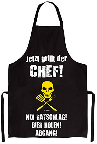 timalo® Grillschürze für Männer mit lustigem Aufdruck - Jetzt grillt der Chef! Nix Ratschlag! Bier Holen Abgang!