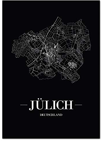 JUNIWORDS Stadtposter - Wähle Deine Stadt - Jülich - 21 x 30 cm Poster - Schrift A - Schwarz