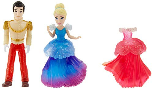 Disney Princess Cinderella und Prinz Charmante Sammlerstück, kleine Puppe, königliche Clips, modisches Spielzeug mit extra Kleid