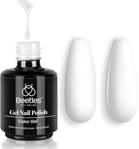 Beetles Weiße UV Nagellack, 15ml Französisch Weiß Farbe Neutrale Weiß Gel Nagellack für Maniküre French Nails