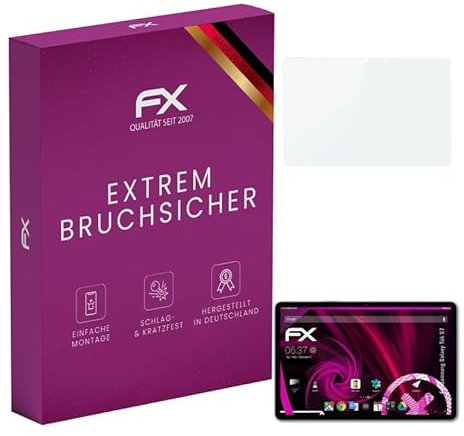 atFoliX Glasfolie kompatibel mit Samsung Galaxy Tab S7 Panzerfolie, 9H Hybrid-Glass FX Schutzpanzer Folie