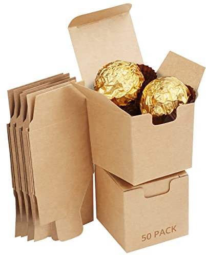 Kurtzy Braune Geschenkboxen aus Kraftpapier (50 Stück) - 5 x 5 x 5 cm - Pappschachteln mit Deckel Einfach Zusammenzubauen - Kleine Geschenkbox für Partys, Geburtstage, Hochzeiten & Festtage
