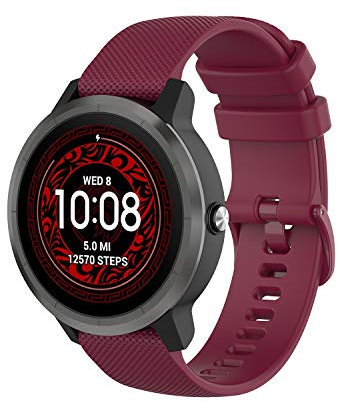 Wownadu 20MM Quick Release Armband Kompatible für Garmin Vivoactive 5/3, Venu, Venu 2 Plus/Sq/Sq 2 Armbänder Damen Herren für Vivomove 3/Trend/Sport/Style Ersatzarmband Sangria