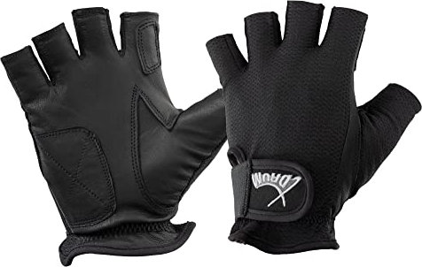 XDrum DGL-0F Schlagzeug Handschuhe Größe L 3X Set - Drummer Handschuhe für Herren - Mit abgeschnittenen Fingern - aus weichem Leder - Mesh Außenseite - Schwarz