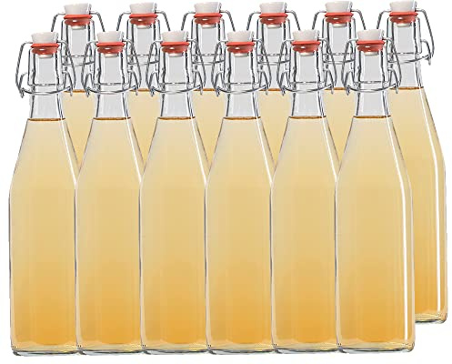 Vitrea 12x Glasflasche 500ml Bügelverschluss Milchflasche Saftflasche Ölflasche Bügelverschlussflasche (12)